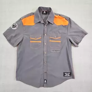 Red Ape Shirt Men's Large Orange & Grey Embellished Hip Hop Y2K Short Sleeve - Picture 1 of 16