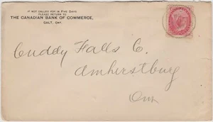 Kanada 78 3c QVic GALT, ONT. 1898 nach AMHERSTBURG, ONT. Cdn. Bank of Commerce - Bild 1 von 2