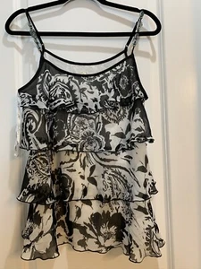 LAPIS Negro/Blanco Cuentas Superior Med Spaghetti Correas Volantes Axila a Axila 19” - Imagen 1 de 5