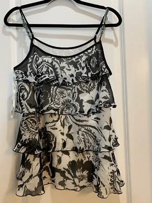 Ремни для спагетти LAPIS черно-белые с бисером средний размер оборки от подмышки до подмышки 19 дюймов - Изображение 1 из 4