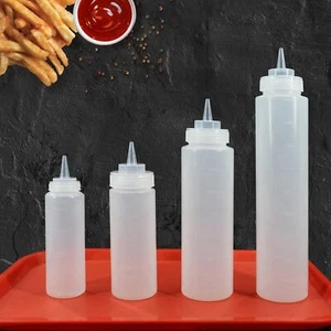 Clivia 6 Pack 8oz to 32oz Condiment Squeeze Bottle Plastic Sauce Dispenser - Picture 1 of 15