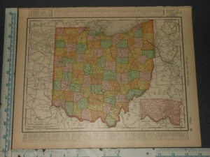 Original 1898 Rand McNally Map Ohio/Cincinnati - Picture 1 of 2