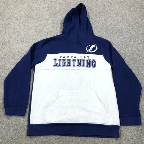 Tampa Bay Lightning Hoodie Youth XL Pull Over Sweater Boys Two Tone Women FA10 Cover