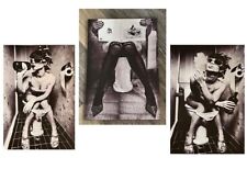 3 PACK Modern Toilet Artwork Sexy Woman Girl Smoking and Drinking Canvas Prints