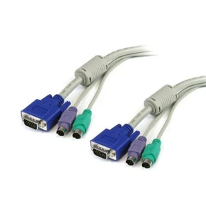 25 Ft 3-in-1 KVM Switch Cable w/ 6pin PS2 Keyboard Mouse & HD15 VGA Male to Male - Picture 1 of 1