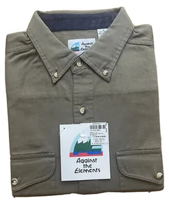 Aqainst The Elements short-sleeved shirt beige color size XL 100% cotton - Picture 1 of 10