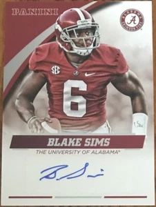 2015 Panini Alabama Team Collection Autograph Blake Sims BS-AL Crimson Tide - Picture 1 of 2