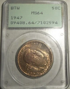 1947 Booker T. Washington Half Dollar, PCGS MS64, Old Green Rattler, SHIPS FREE - Picture 1 of 2
