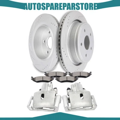Rear Brake Calipers w/ Rotor & Ceramic pad Slotted For 2007-2009 Chrysler Aspen Foto 1 de 4