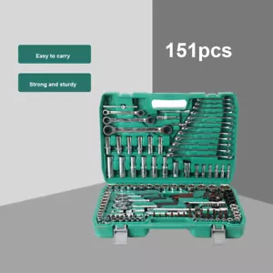 151tlg Steckschlüssel und Antrieb Werkzeug Set 1/2" 1/4" 3/8" Mechaniker Werkzeuge Kit Steckschlüsselsatz - Bild 1 von 10