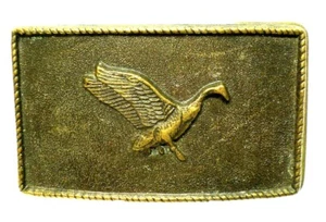 Duck Belt Buckle 1930's to 1940's Water Fowl Vintage 3 1/8" X 1 7/8" Metal B9 - Picture 1 of 2