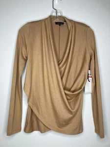 1. Suéter State Top Tejido Camel Mujer XS Manga Larga Doble Envoltura Cruz2 Nuevo con Etiquetas - Imagen 1 de 7