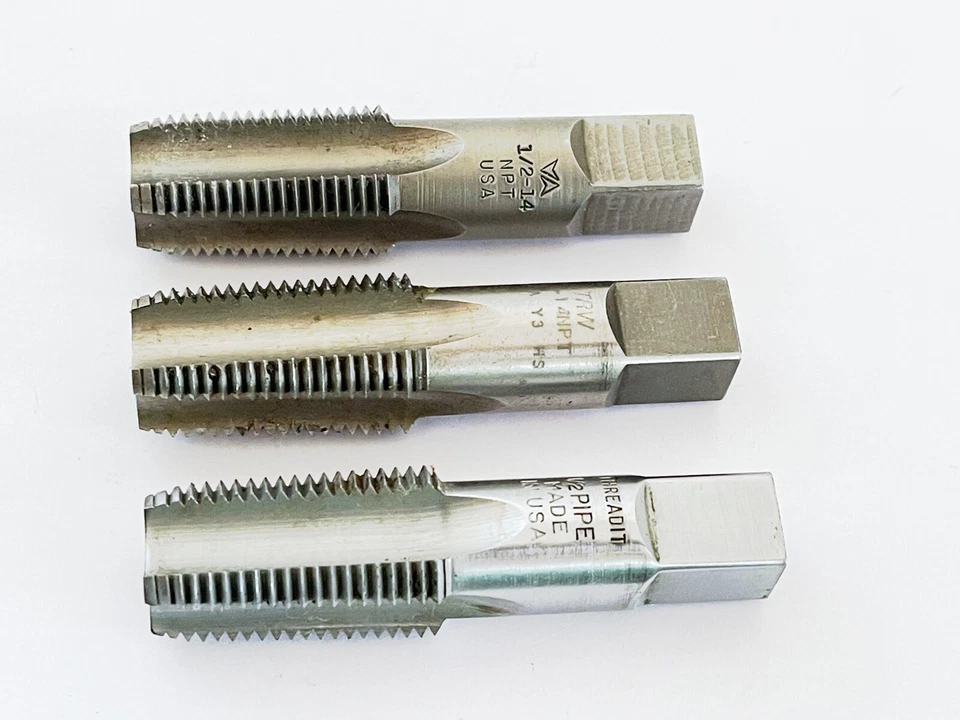Lot of 3 Pipe Tap 1/2"-14 NPT Right Hand Threads Threadit TRW USA HSS - Image 1 of 4
