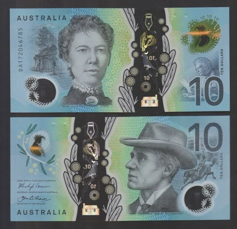 AUSTRALIA: P#63 10 Australian Dollars 2017 Polymer Uncirculated Banknote Cover