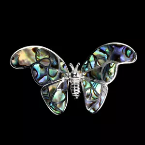 Summer 925 Silver Pendant Mother Of Pearl 11x7mm Butterfly Gemstone Jewelry - Picture 1 of 10