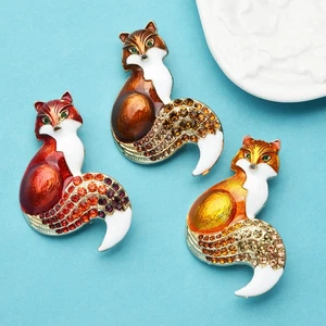 Enamel Fox Brooches For Women Animal Party Pins Gifts - Picture 1 of 9