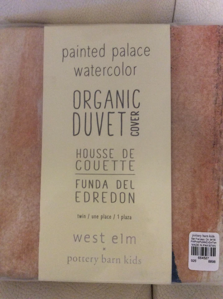 Edredón doble West Elm Pottery Barn Kids moderno orgánico acuarela pintado palacio Foto 1 de 1