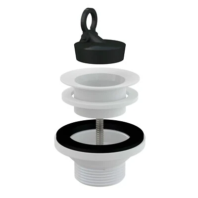 Waschbecken Ablauf Ventil Kunststoff 5/4" Waschtisch ohne Überlauf mit Stöpsel - Bild 1 von 2