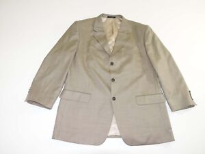 Jones New York Mens Sport Coat Tan Beige 44 Regular Silk Wool Suit Jacket Blazer