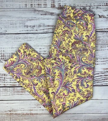 Ralph Lauren Pants Yellow Pink Green Psychedelic Paisley Stretch Ladies Sz 6 - Image 1 of 4