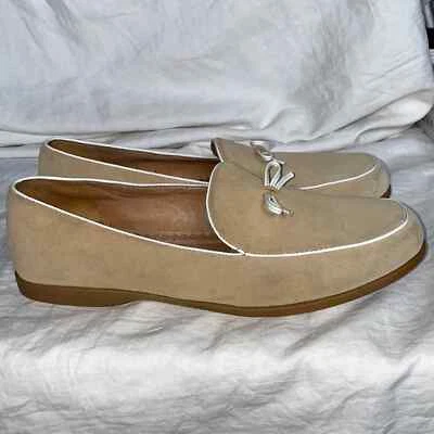 Mocasines de cuero de gamuza beige LANDS’ END-10B Foto 1 de 4