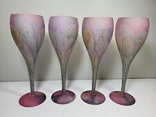 Vtg Reuven Nouveau Art Wine Champagne Goblet Glasses Set of 4 8.75"