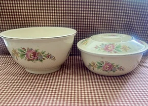 Vintage Homer Laughlin Kitchen Kraft Oven Serve 8" Casserole w/Lid & 8.50” Bowl - Picture 1 of 17