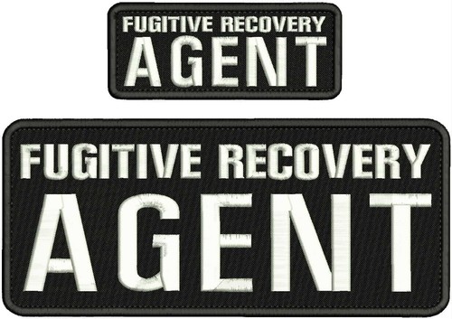 2 Fugitive Recovery Agent EMB Patches 10X4 And 5x2 Velcr@ On Back White ...