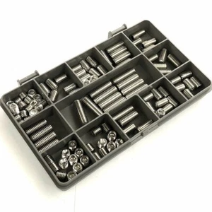 100 ASSORTED STAINLESS STEEL M8 GRUB SCREW CUP HEX SET SOCKET CAP SCREWS KIT - Picture 1 of 2