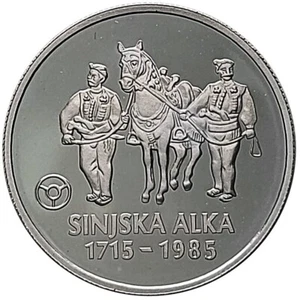1985 * 1000 Silver Dinar Yugoslavia "Sinjska Alka Race" (KM 119) PROOF - Picture 1 of 2