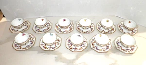 ELEVEN (11) VINTAGE SCHUMANN BAVARIA FLORAL FOOTED CUPS & SAUCERS - Picture 1 of 9