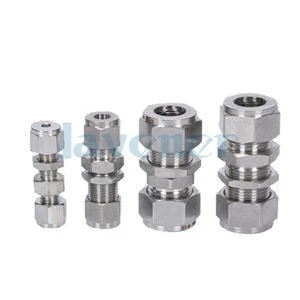 Fit Tube O/D 3-25mm 1/8"-1" Bulkhead 304 Stainless Ferrule Pneumatic Fitting - Picture 1 of 19