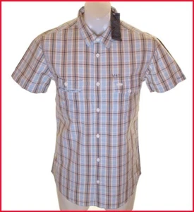 New Men's Authentic Wrangler Short Sleeve Textured Shirt Large Blue Slim Pockets - Picture 1 of 2