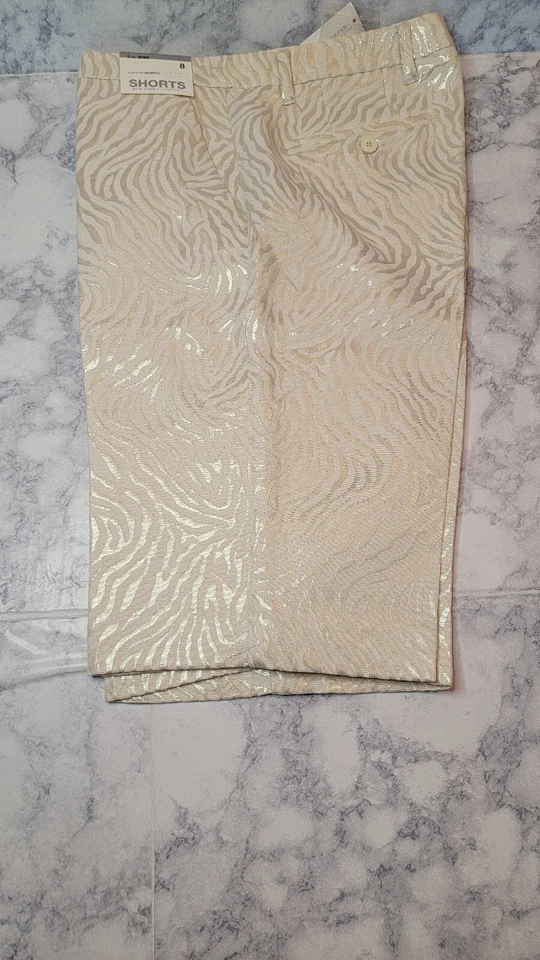 Pantalones Cortos Para Mujer NY&C Talla 8 Crema Bermudas Patrón Cebra Foto 1 de 4