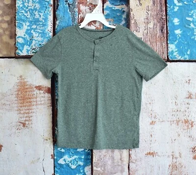 Kids Boys H&M Short Sleeve Henley Base T-Shirt Marled Print 8-10Y Green PRE-OWNE - Image 1 of 4