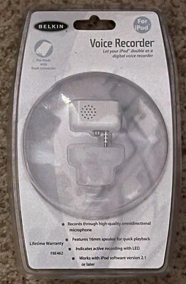 Gravador de Voz Belkin F8E462 Para iPod NOVO EM FOLHA LACRADO ENVIO IMEDIATO - Imagem 1 de 4