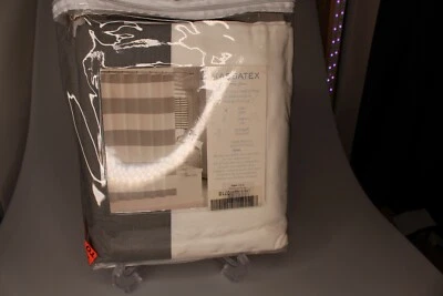 Cortina de ducha Kassatex Fine Linens HMS-115-G Hamptons gris a rayas 100 % algodón Foto 1 de 2