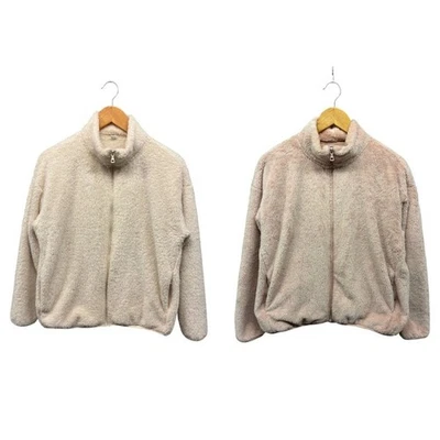Chaqueta polar Uniqlo cremallera completa para hombre talla L beige crema sherpa peluche suave cálido Foto 1 de 4