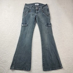 Pantalones de mezclilla RSQ para mujer 26 azules acampanados carga tiro bajo cremalleras abrazadores de cadera Y2K - Imagen 1 de 17