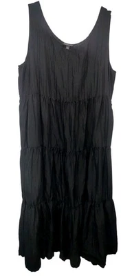 Vestido midi para mujer Eileen Fisher M negro aplastado 100 % seda sin mangas Foto 1 de 4