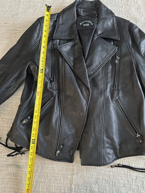 Chaqueta motera pesada de cuero negra grande vintage para hombre - ¡Bolsillos! ¡Envío gratis! Foto 1 de 4