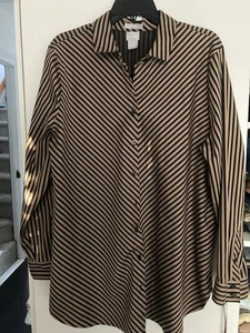 Túnica Chico's No-iron Chic elástica negra neutra a rayas imperiales, talla 3 XL - Imagen 1 de 14
