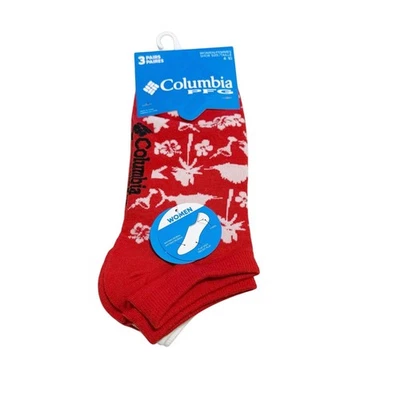 Columbia PFG Paquete de 3 Calcetines No Show Mujer Talla 4-10 NUEVO Rojo Blanco Azul Foto 1 de 3