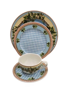Versace Rosenthal Ivy Leaves Passion Blue Dinner Plate Salad Plate Cup & Saucer - Picture 1 of 9