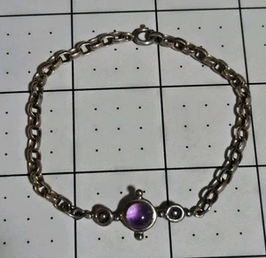 Vintage Designer Sue Susan Drabkin Sterlingsilber Armband. Amethyst Cabochon. Selten - Bild 1 von 6