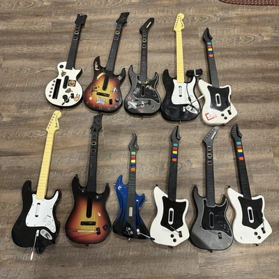 Lote De 11 Guitar Hero Rock Band Guitarras Xbox PlayStation Wii SOLO REPUESTOS REPARACIÓN Foto 1 de 4