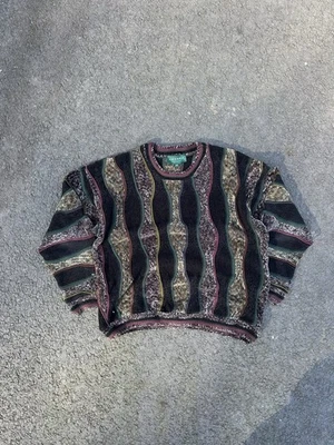 Suéter Tundra Para Hombre Mediano Vintage Estilo Coogi Pullover 3D Multicolor Texturizado Foto 1 de 4