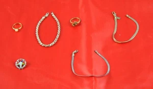 Lot of 3 Silver & Gold Tone Bracelets & 2 Rings & Order Eastern Star Pin W3P19 - Imagen 1 de 1