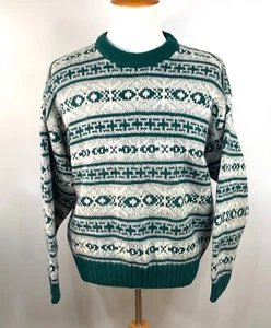 Maglione Eddie Bauer XL/TG uomo sci nordico misto lana grigio verde pullover - Foto 1 di 5