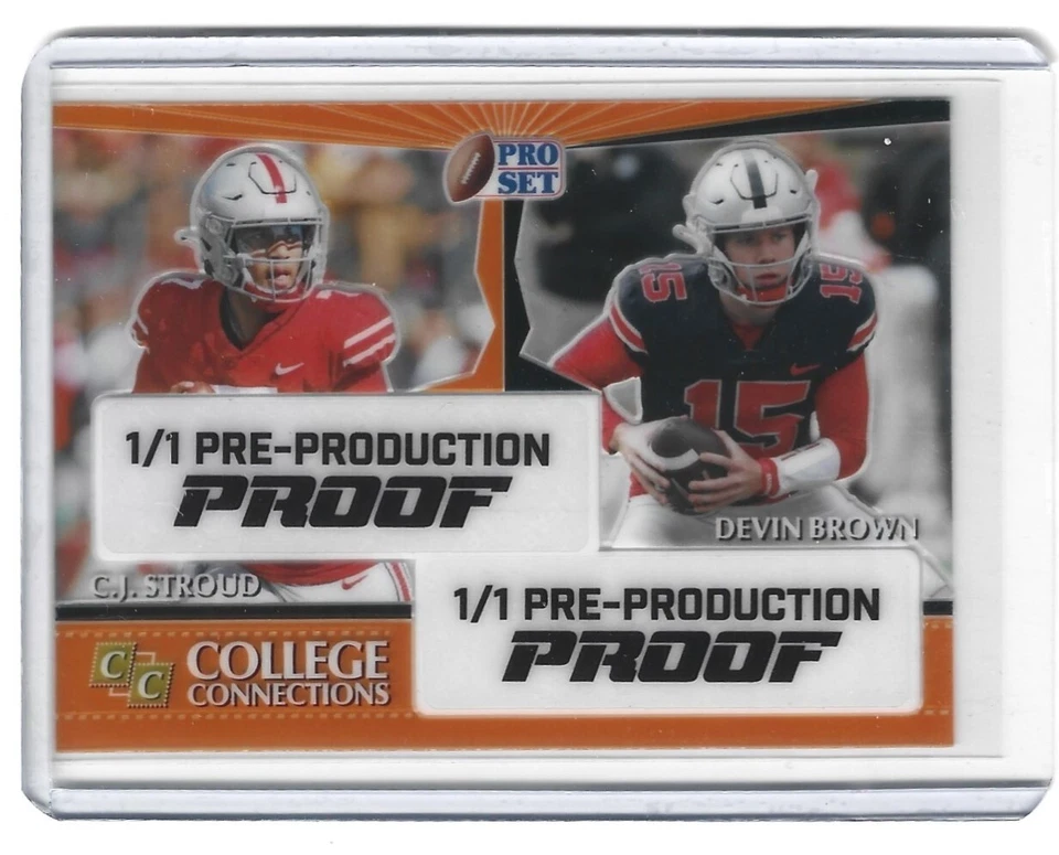 2022 Leaf Pro Set Metal CJ Stroud/Devin Brown Orange Clear Unsigned 1/1 Proof - Image 1 of 1